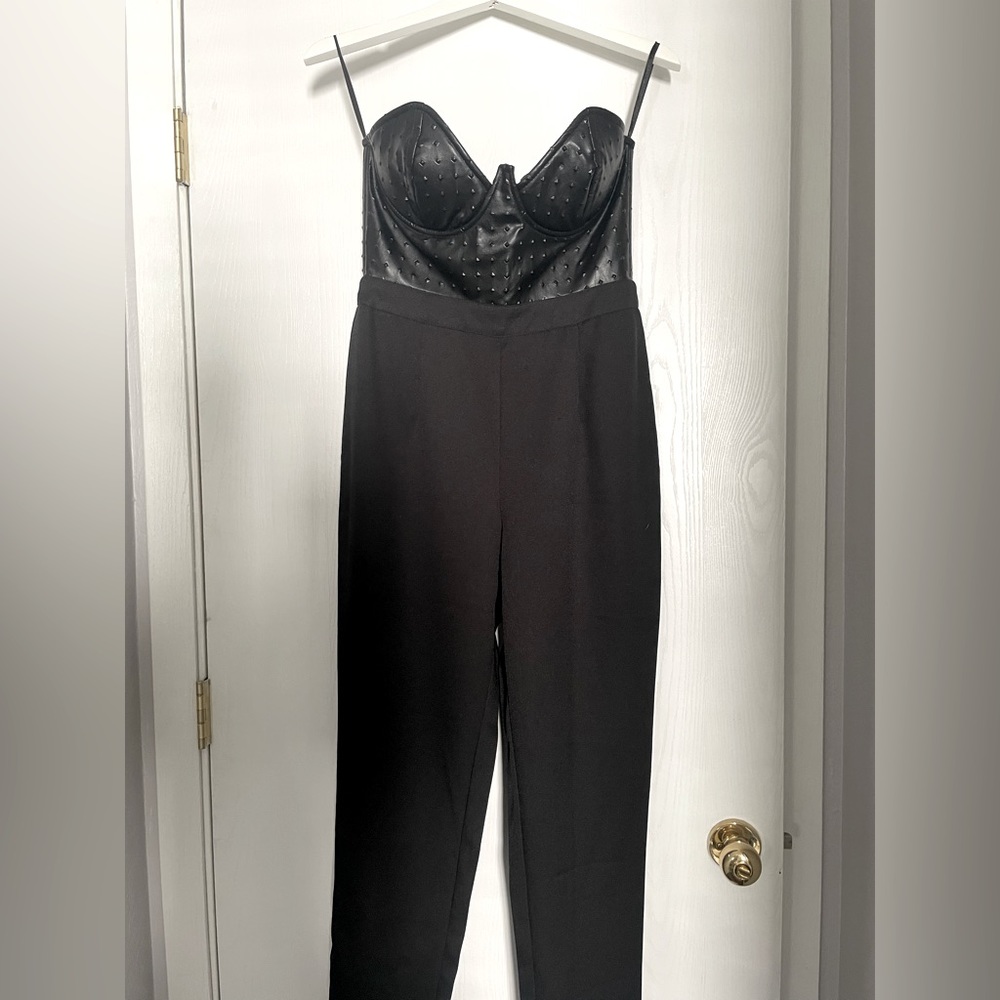 Unique Studded Leather Jumpsuit